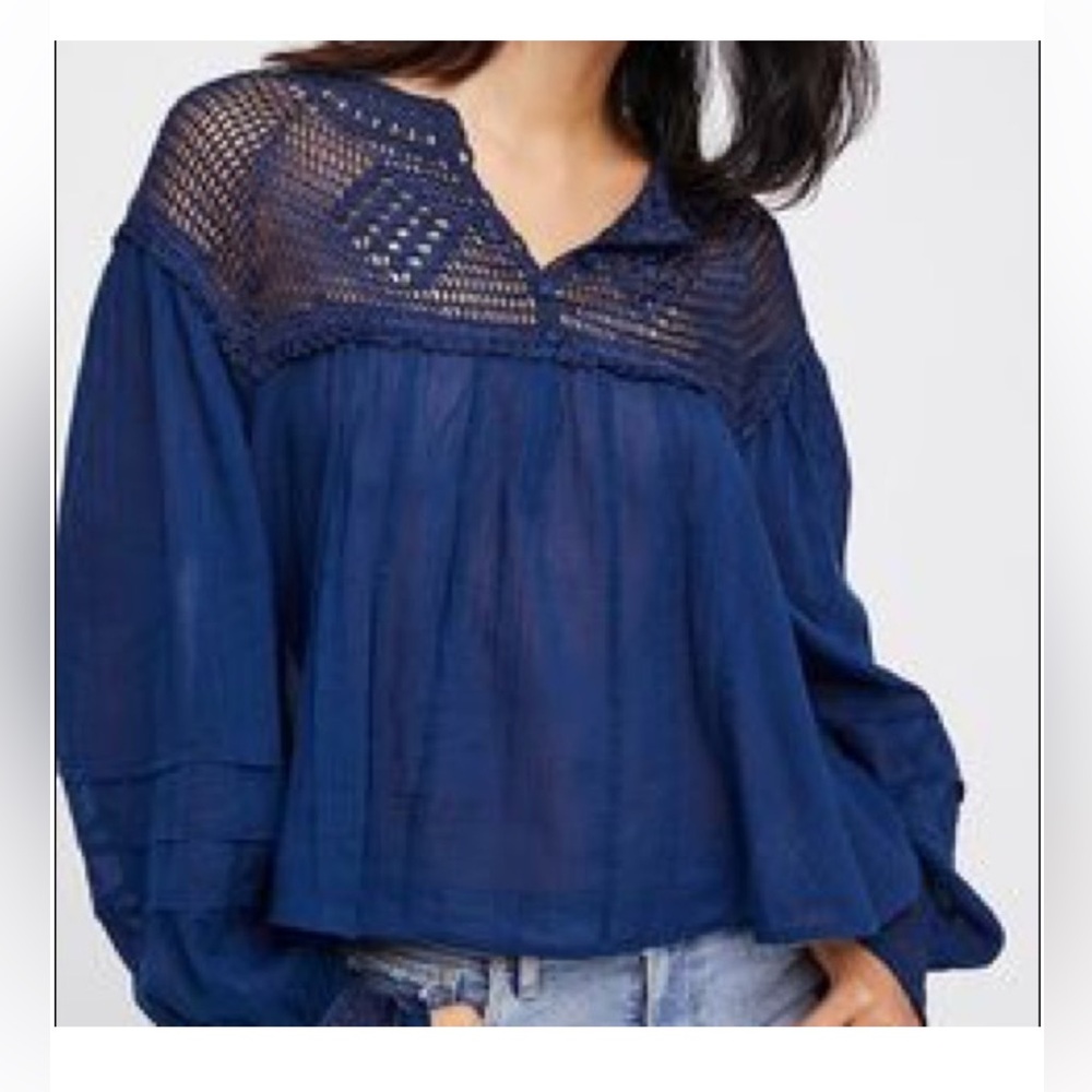 Free People boho top early frost blouse